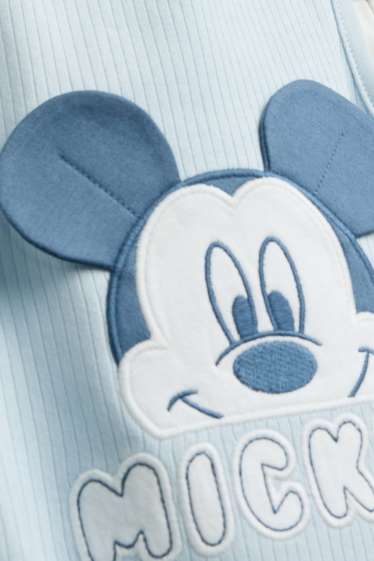 Bebeluși - băieți - Mickey Mouse - set salopetă - 2 piese - alb / albastru deschis