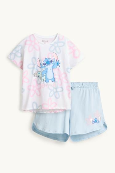 Enfants filles - Lilo & Stitch - pyjashort - 2 pièces - bleu clair