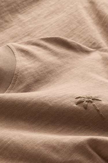 Heren - T-shirt - regular fit - donkerbruin