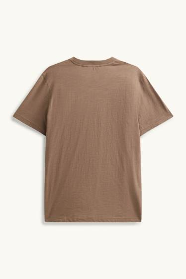 Heren - T-shirt - regular fit - donkerbruin