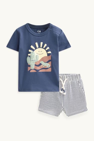 Baby Jungen - Wüste - Set - Kurzarmshirt und Shorts - 2 teilig - dunkelblau