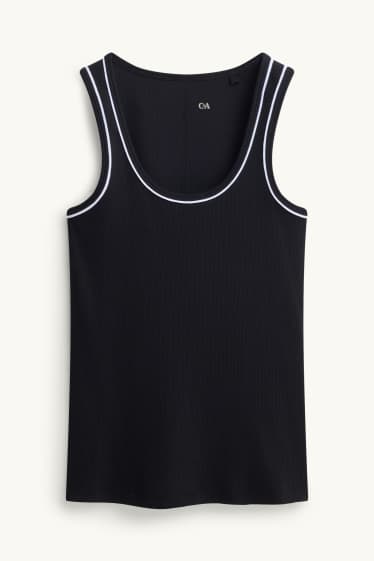 Damen - Top - gerippt - schwarz