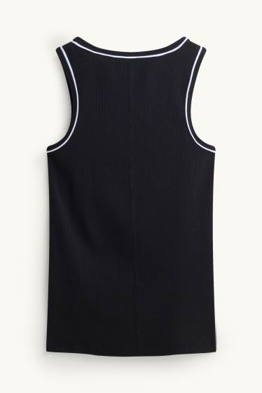 Damen - Top - gerippt - schwarz