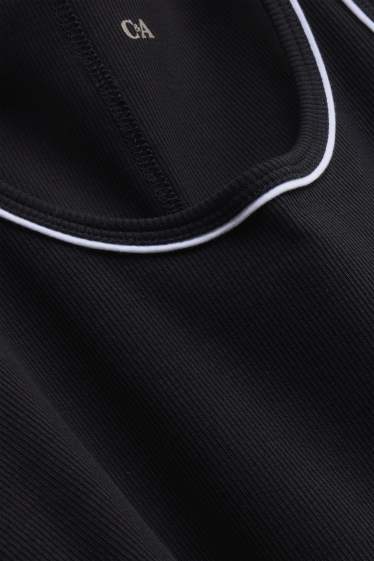 Damen - Top - gerippt - schwarz