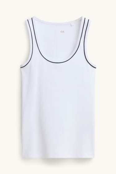 Damen - Top - gerippt - weiss