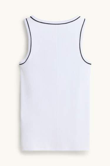 Damen - Top - gerippt - weiss