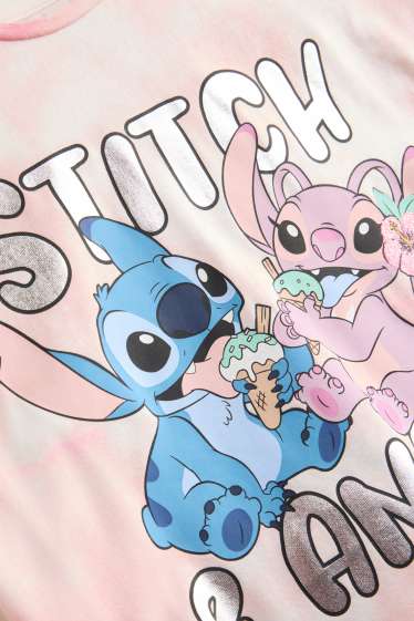 Enfants filles - Lilo & Stitch - T-shirt - effet brillant - à motif - rose