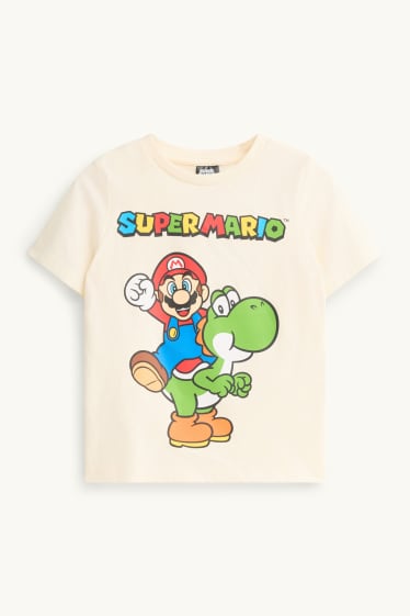 Kinder Buben - Super Mario - Kurzarmshirt - cremefarben