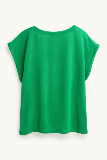 Femmes - T-shirt à col V - relaxed fit - vert