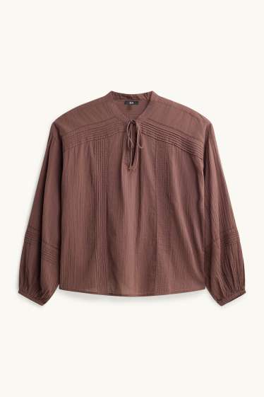 Women - V-neck blouse - brown