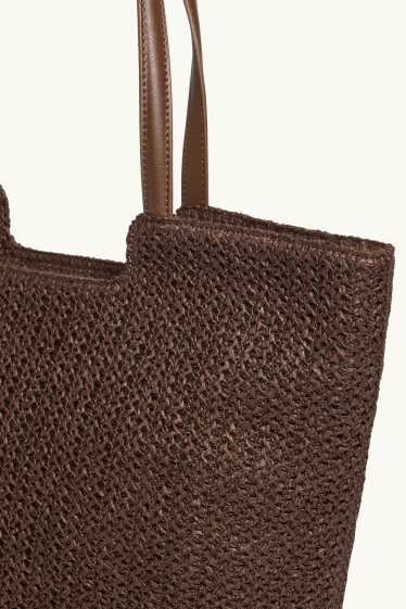 Damen - Großer Stroh-Shopper - dunkelbraun