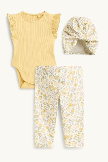 Bébés filles - Citron et fleur - tenue pour bébé - 3 pièces - jaune