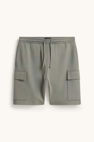 Bărbați - Pantaloni scurți de trening, model cargo - gri