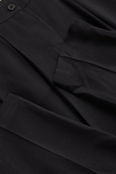 Femmes - Pantalon en toile - high waist - tapered fit - noir