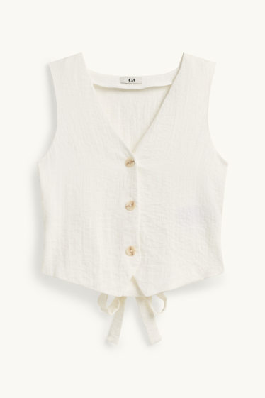 Femei - Bluză fără mâneci crop - alb