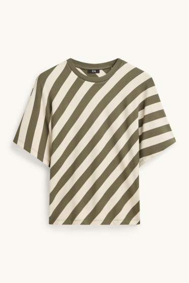 Damen - T-Shirt - Regular Fit - gestreift - grün