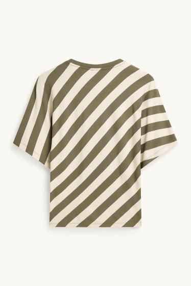 Damen - T-Shirt - Regular Fit - gestreift - grün