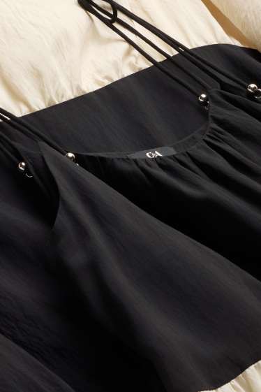 Mujer - Vestido de línea evasé - de rayas - negro / blanco