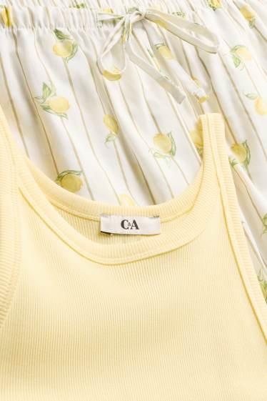 Damen - Pyjama - gemustert - gelb