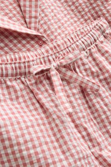 Femmes - Pyjashort - à carreaux - rose