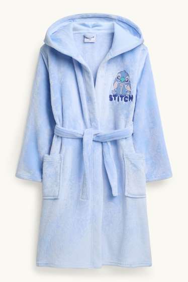 Kinder Mädchen - Lilo & Stitch - Bademantel mit Kapuze - blau