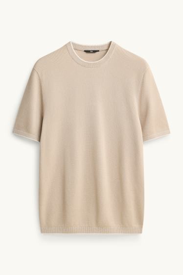 Herren - Strick-T-Shirt - Regular Fit - beige