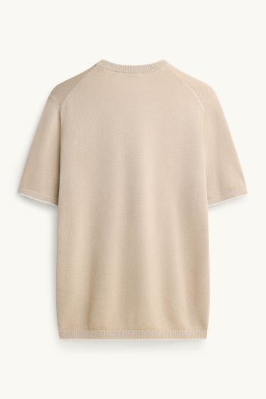 Herren - Strick-T-Shirt - Regular Fit - beige