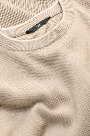 Herren - Strick-T-Shirt - Regular Fit - beige