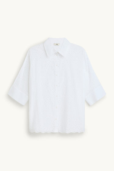 Femmes - Chemisier - broderie anglaise - blanc