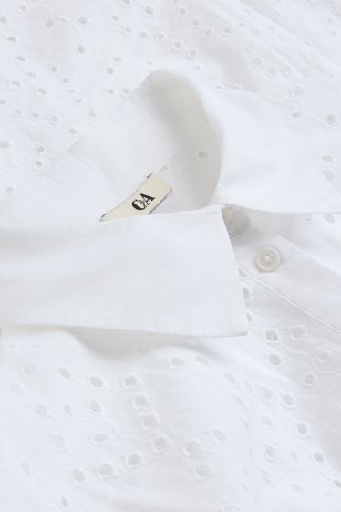 Femmes - Chemisier - broderie anglaise - blanc