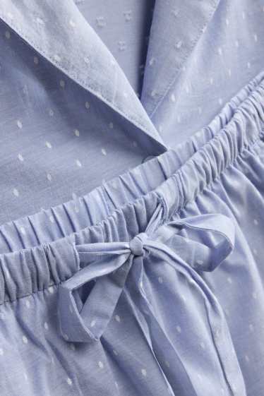 Femei - Pijama scurtă - cu buline - albastru deschis