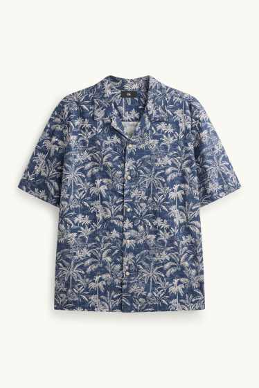 Herren - Hemd - Regular Fit - Reverskragen - gemustert - blau