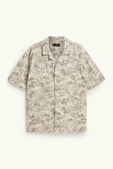 Herren - Hemd - Regular Fit - Reverskragen - gemustert - beige