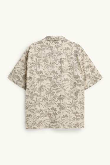 Herren - Hemd - Regular Fit - Reverskragen - gemustert - beige