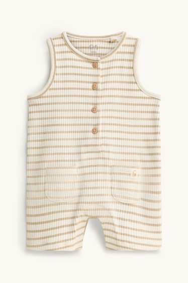 Unisex - Mono de punto para bebé - de canalé - de rayas - blanco / beis