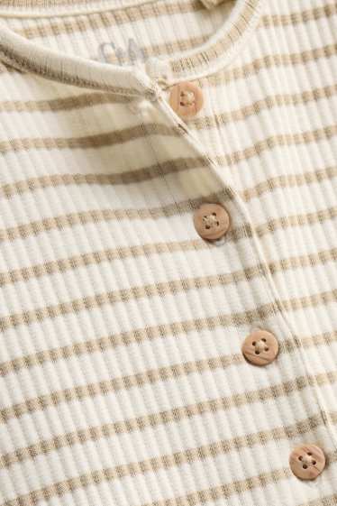 Unisex - Mono de punto para bebé - de canalé - de rayas - blanco / beis