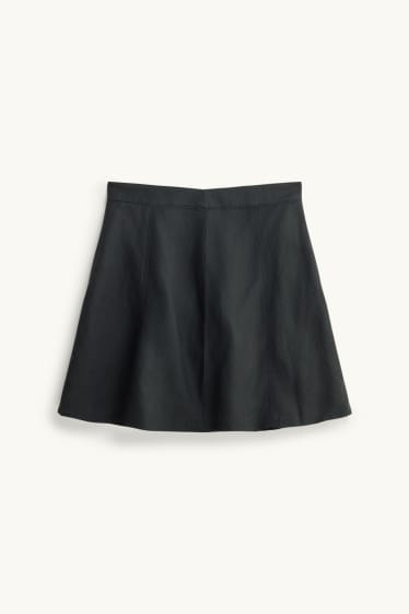 Damen - Minirock - Leinen-Mix - schwarz