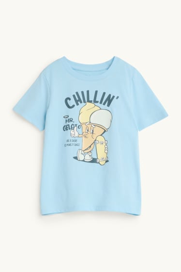 Children Boys - Ice cream - short sleeve T-shirt - blue