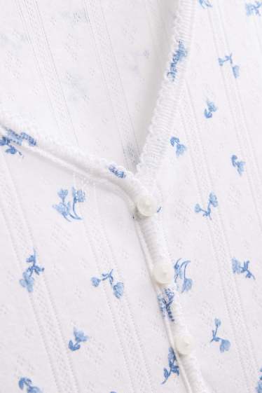 Dames - Pyjama - gebloemd - wit