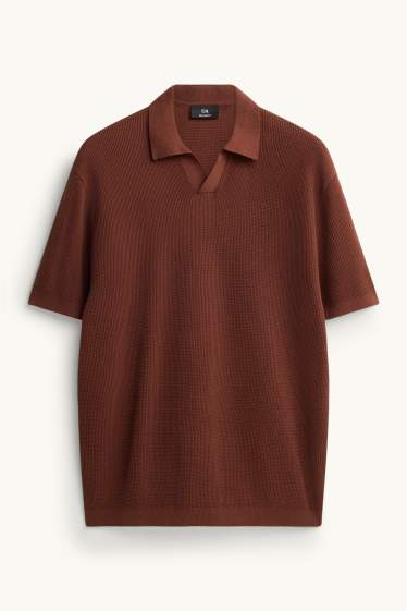 Herren - Strick-Poloshirt - Relaxed Fit - braun