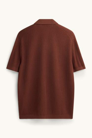 Herren - Strick-Poloshirt - Relaxed Fit - braun