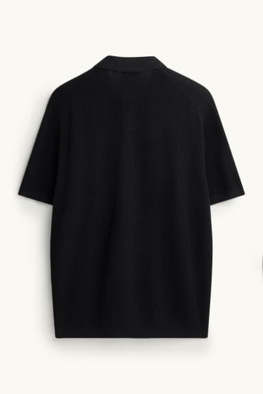 Home - Polo de punt - relaxed fit - negre
