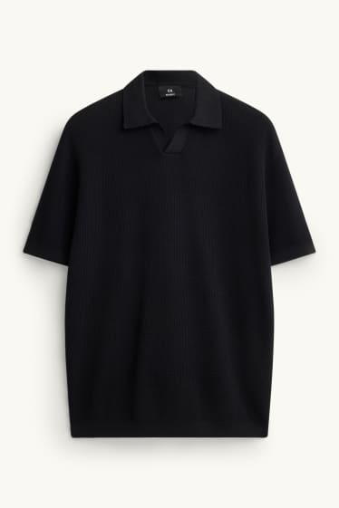 Home - Polo de punt - relaxed fit - negre