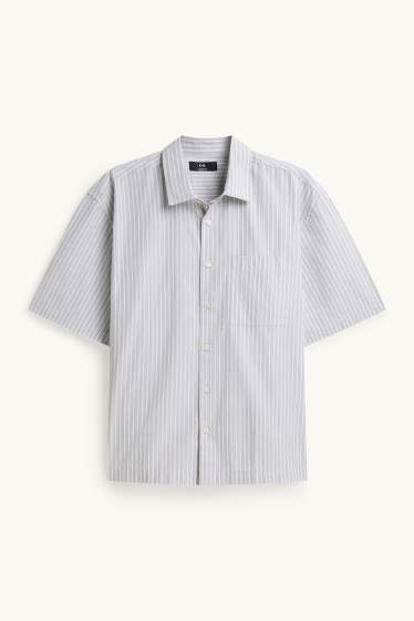 Herren - Hemd - Loose Fit - Kent - gestreift - hellgrau