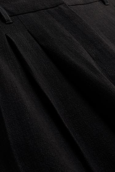 Damen - Stoffhose mit Leinen-Anteil - High Waist - Palazzo - schwarz