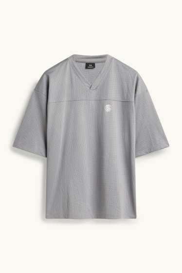 Pánské - Tričko - oversized - šedá