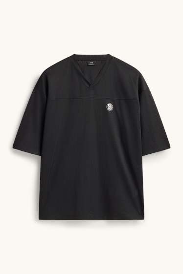 Pánské - Tričko - oversized - černá