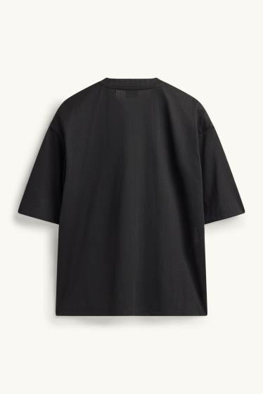 Pánské - Tričko - oversized - černá