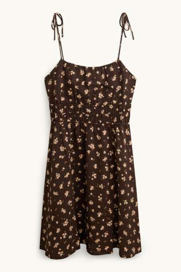 Femei - Rochie - cu flori - maro