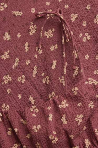 Women - Dress - floral - dark red